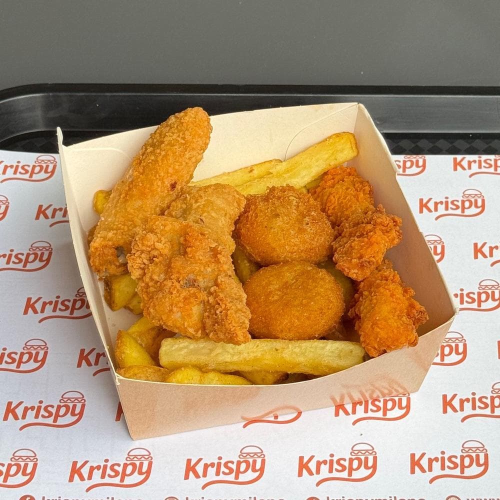 Big Box con alette, pollo croccante, nuggets e patatine