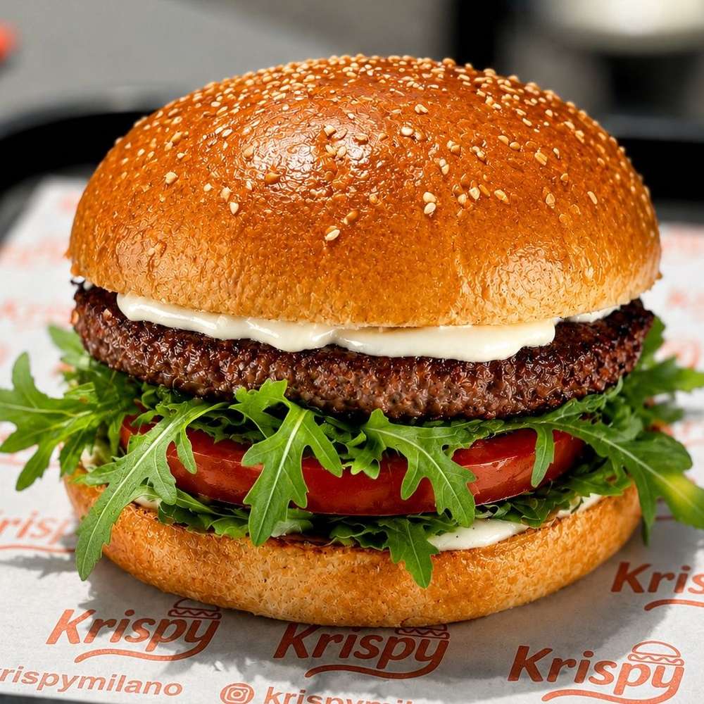 Parma: hamburger di manzo con crema di parmigiano, rucola e pomodoro